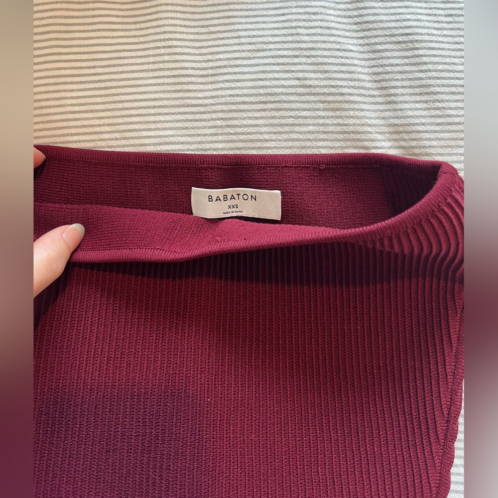 Babaton Deep Burgundy Ribbed Tube Top
